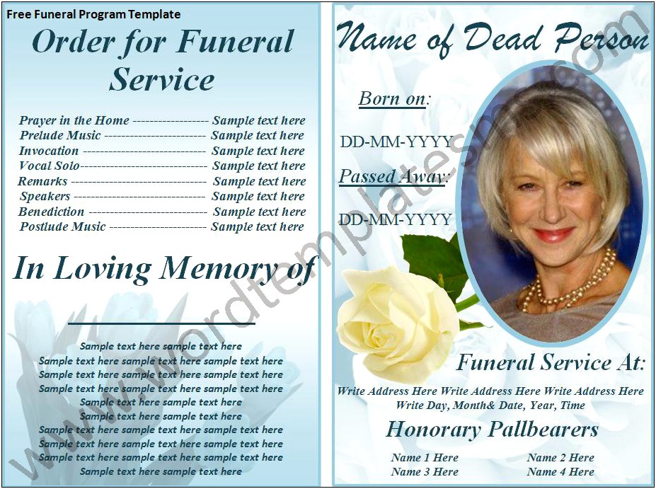 Free Catholic Funeral Program Template Word