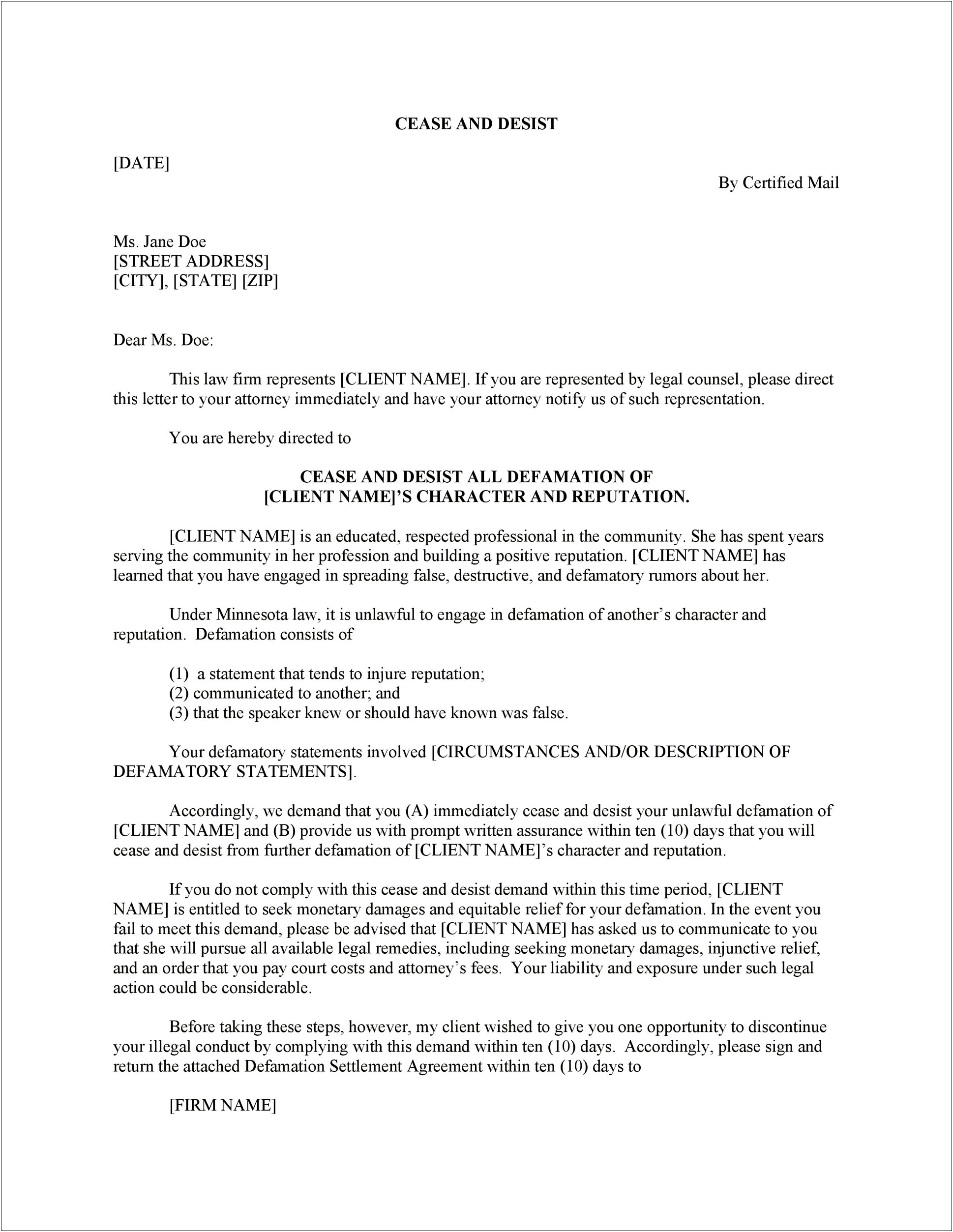 Free Cease And Desist Letter Template Uk