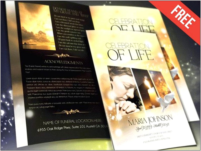 Free Celebration Of Life Brochure Template