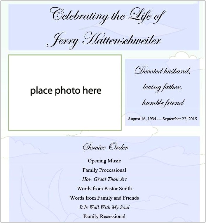 Free Celebration Of Life Poster Template
