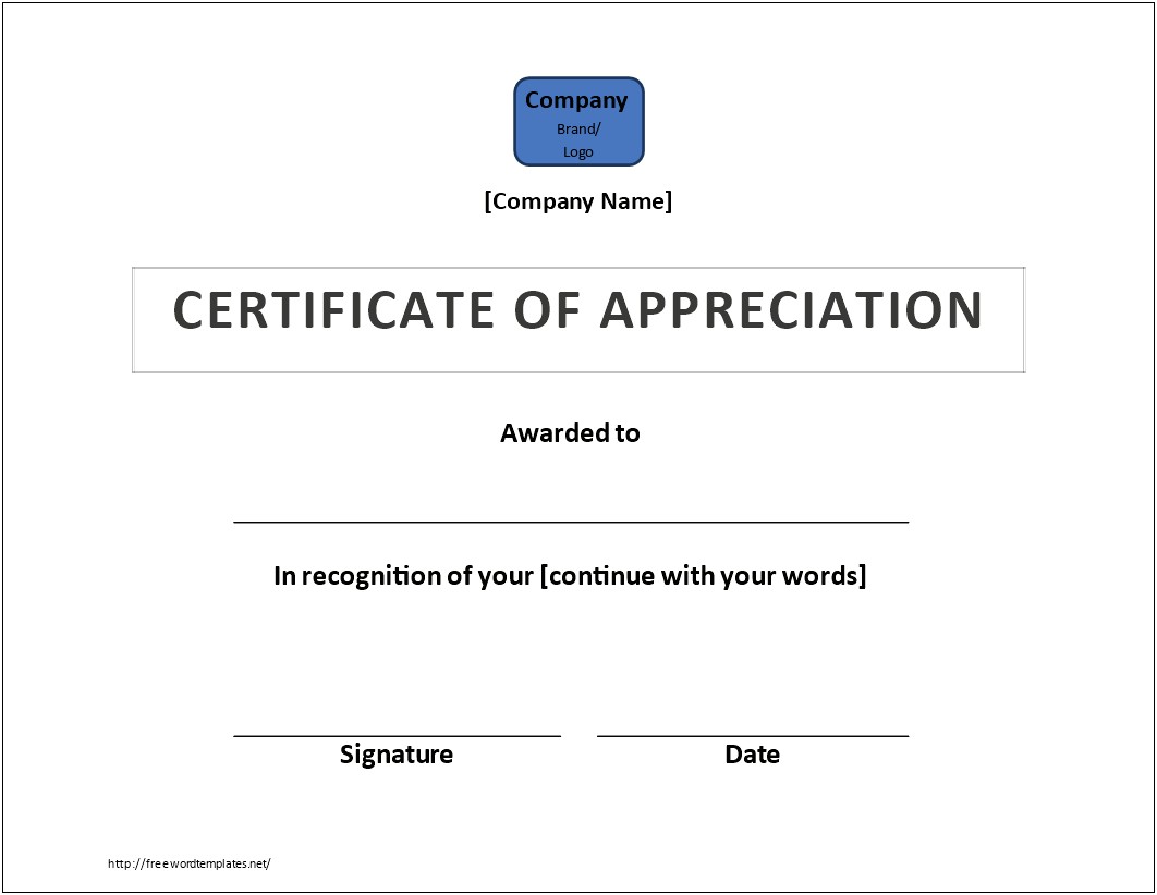 Free Certificate Of Appreciation Template Word Doc