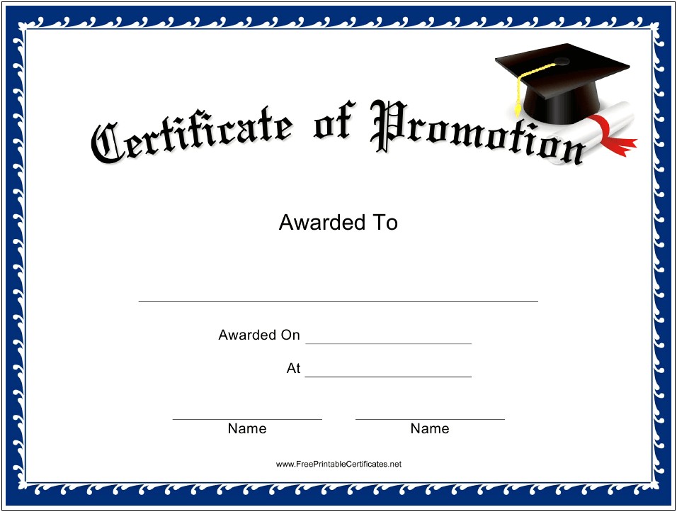 Free Certificate Of Promotion Template For Grandson