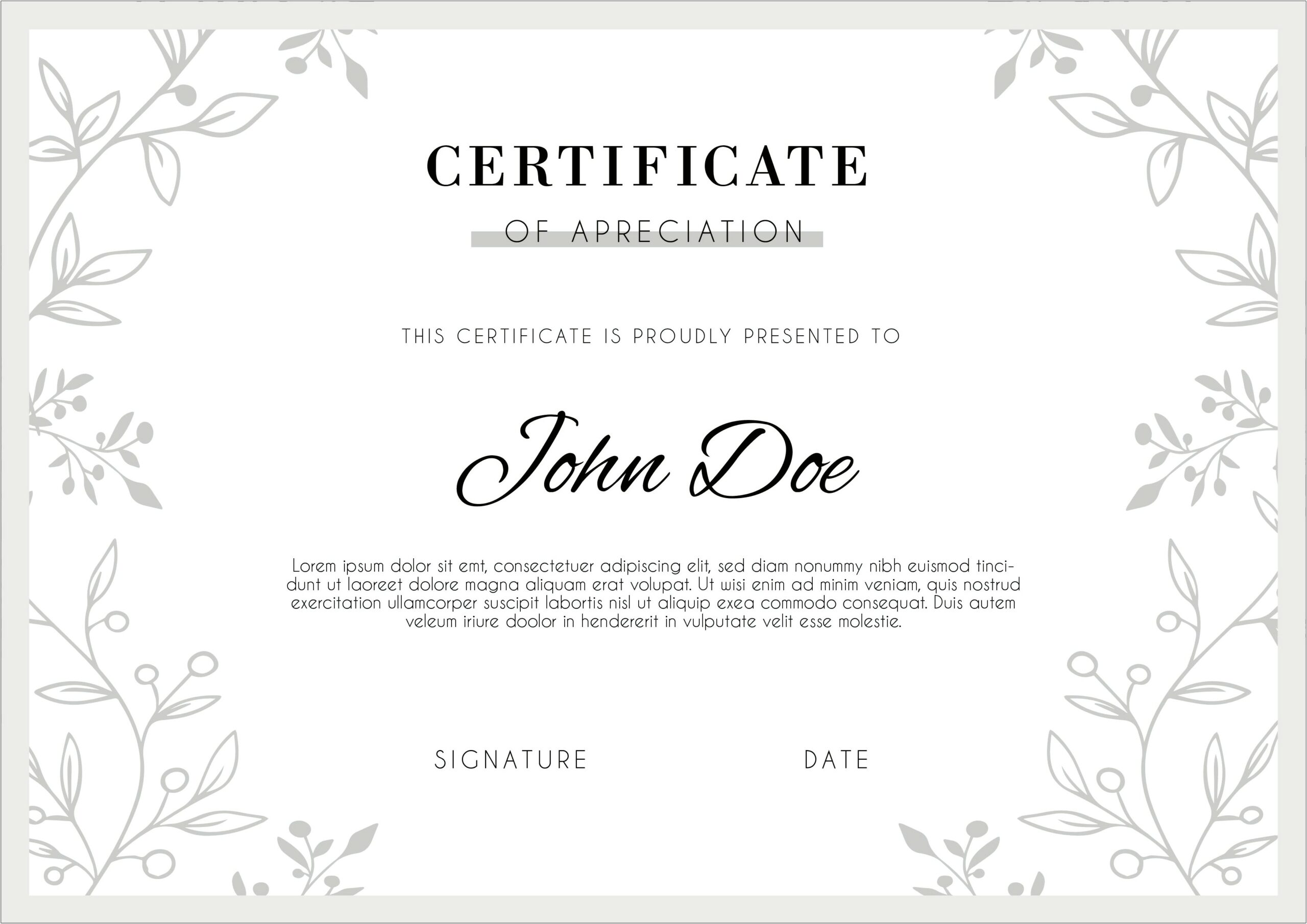 Free Certificate Of Recognition Floral Templates For Word