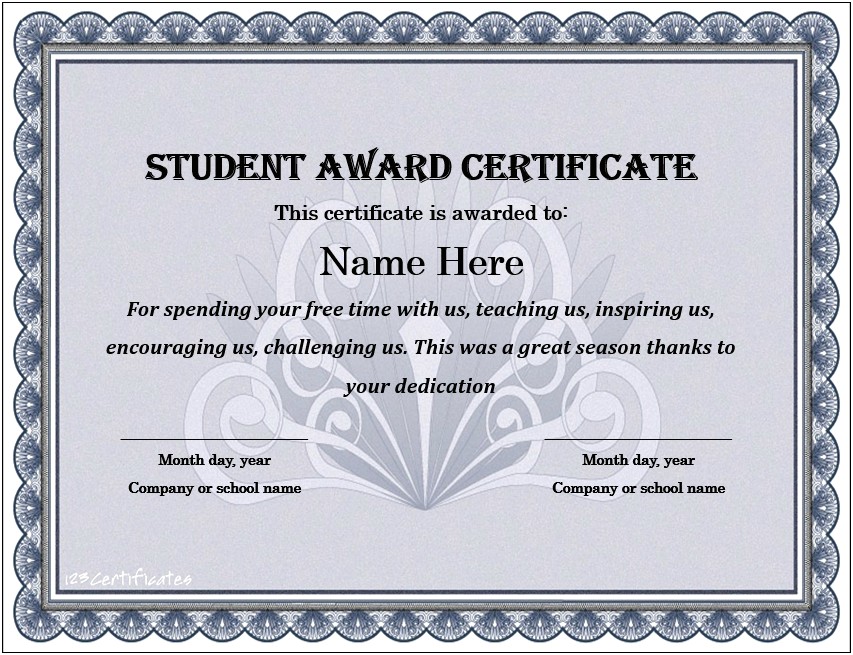 Free Certificate Templates For Student Of The Month