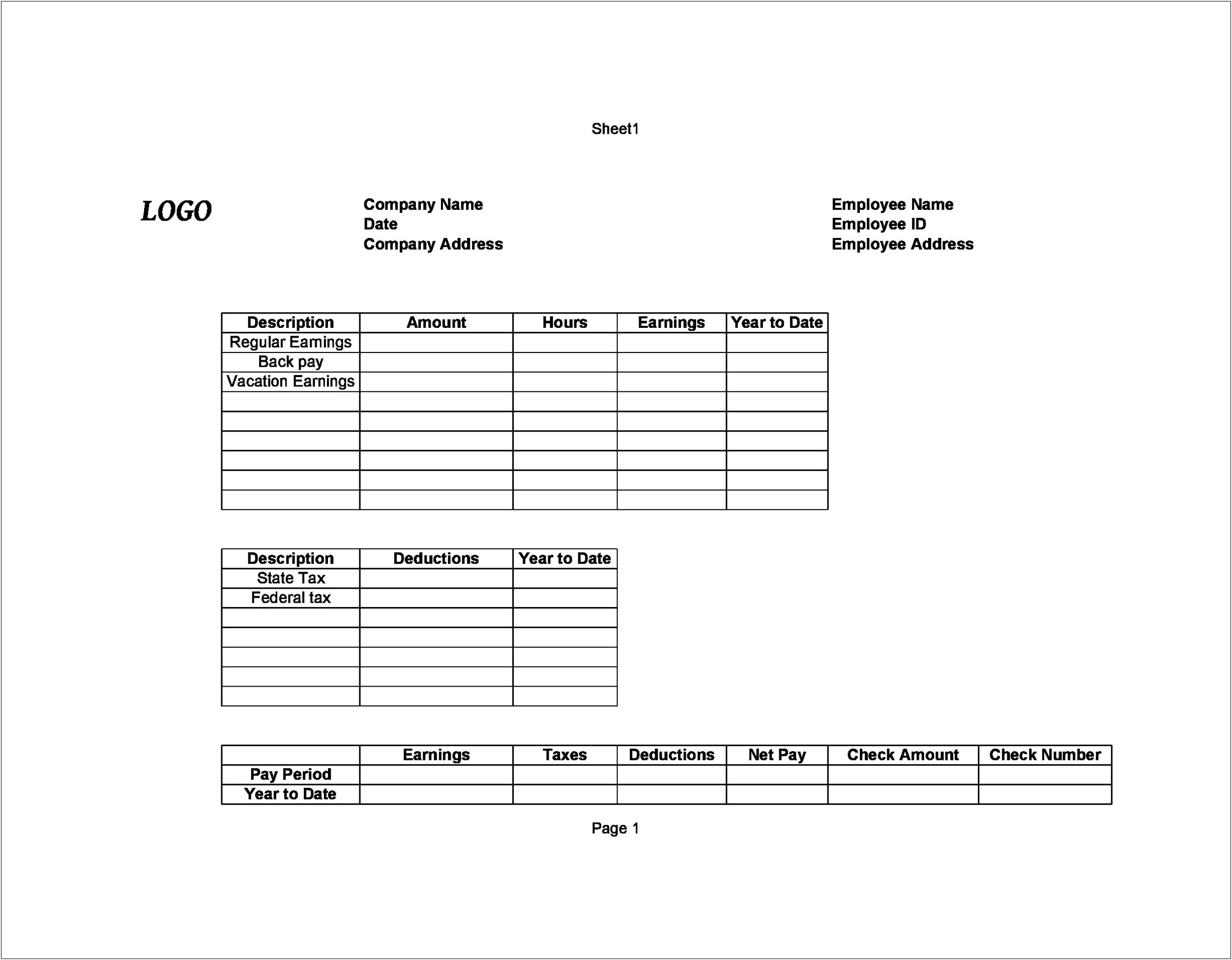 Free Check Stub Template For 1099 Employee