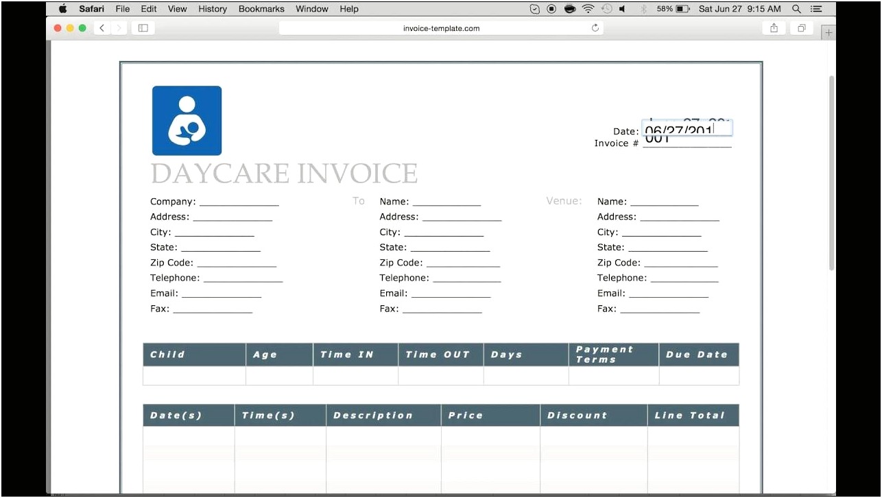 Free Child Care Invoice Templates Download