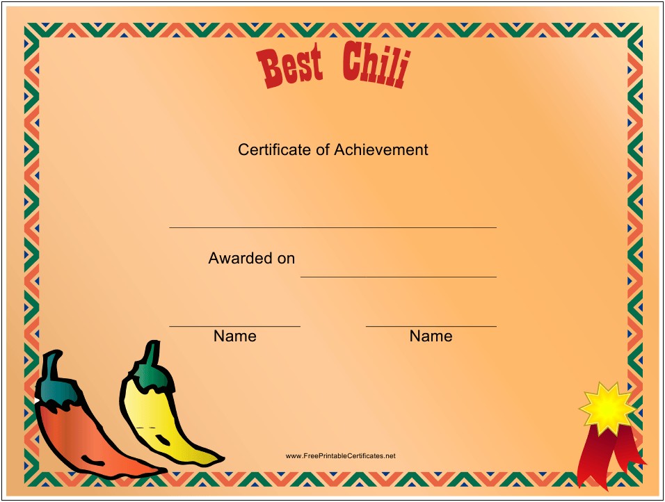 Free Chili Cook Off Award Template