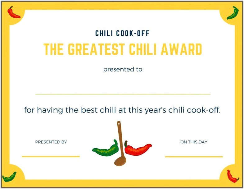 Free Chili Cook Off Certificate Template