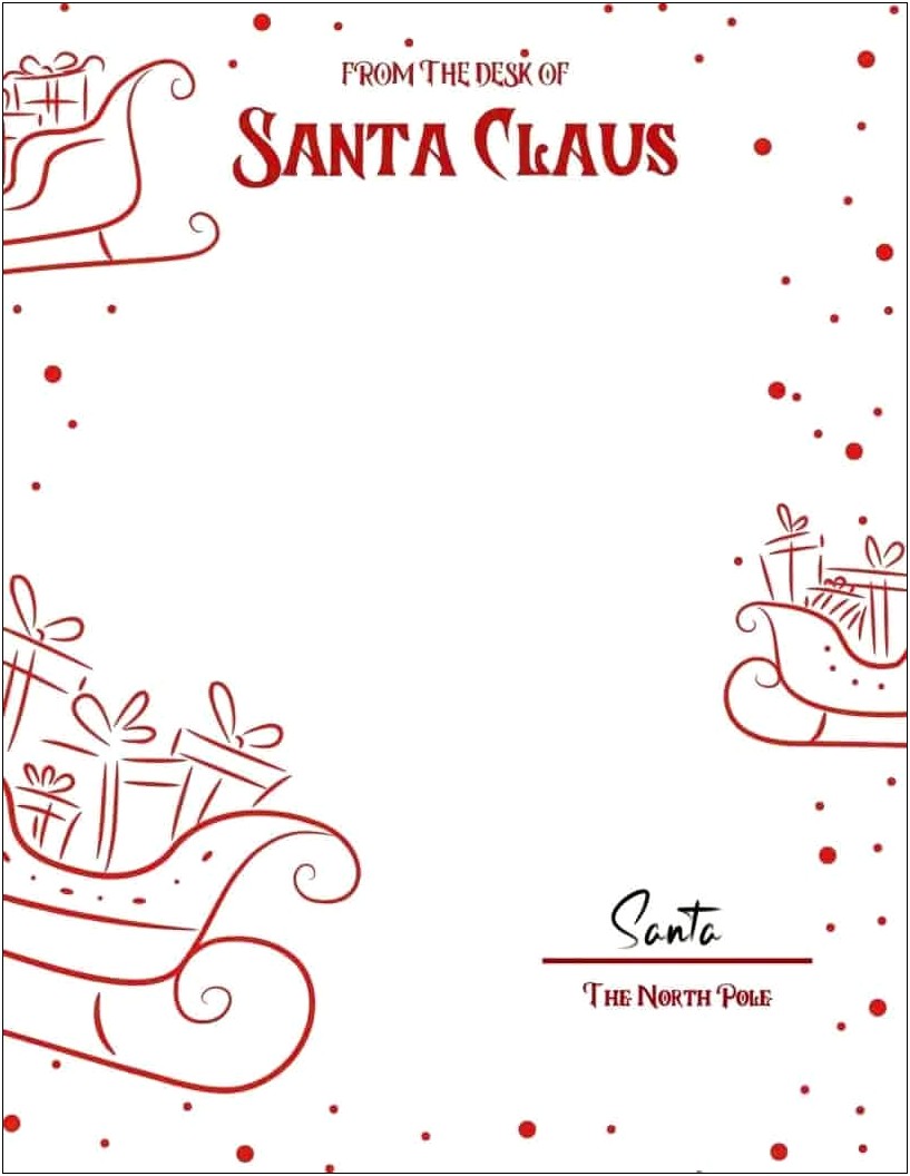 Free Christmas Eve Letter From Santa Template