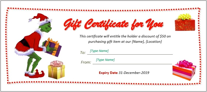 Free Christmas Gift Certificate Template For Word
