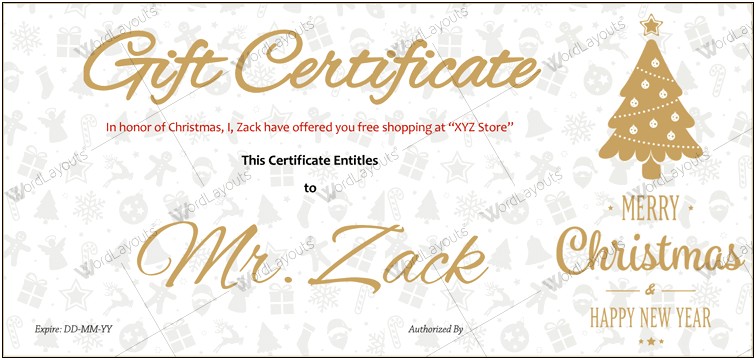 Free Christmas Gift Certificate Templates Word 2003
