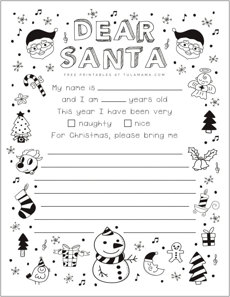 Free Christmas Letter To Santa Templates