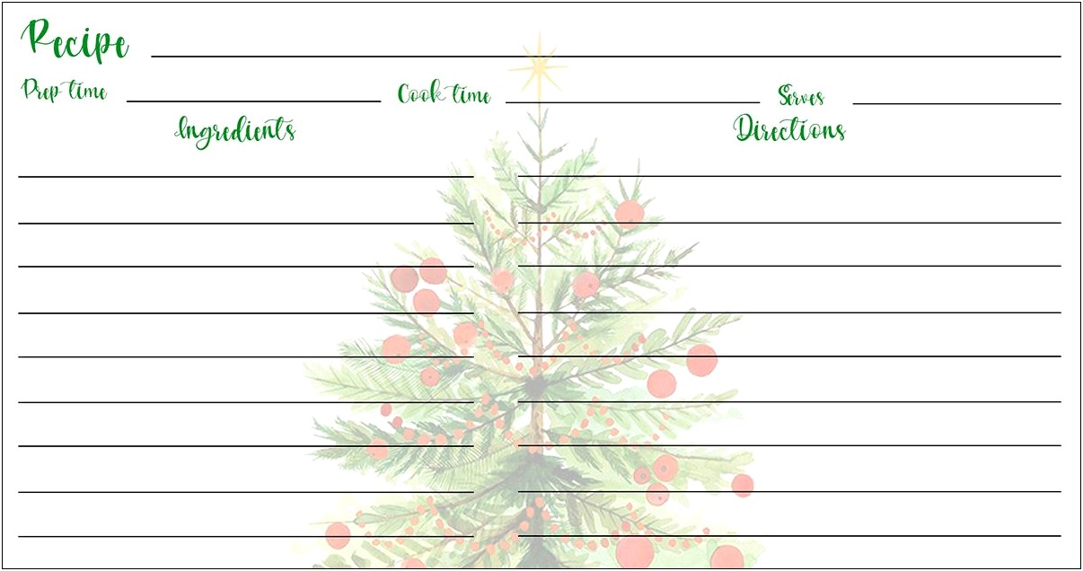 Free Christmas Recipe Card Template Word