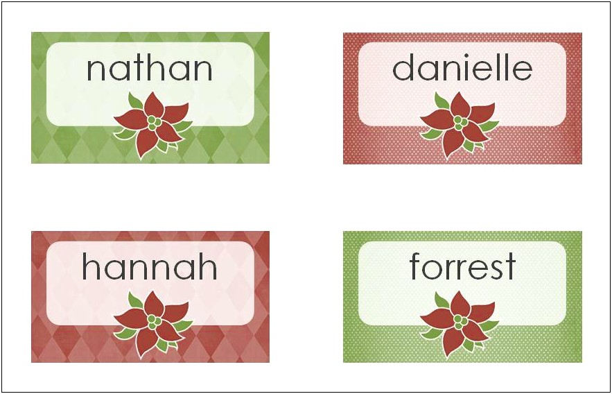 Free Christmas Table Name Place Cards Template