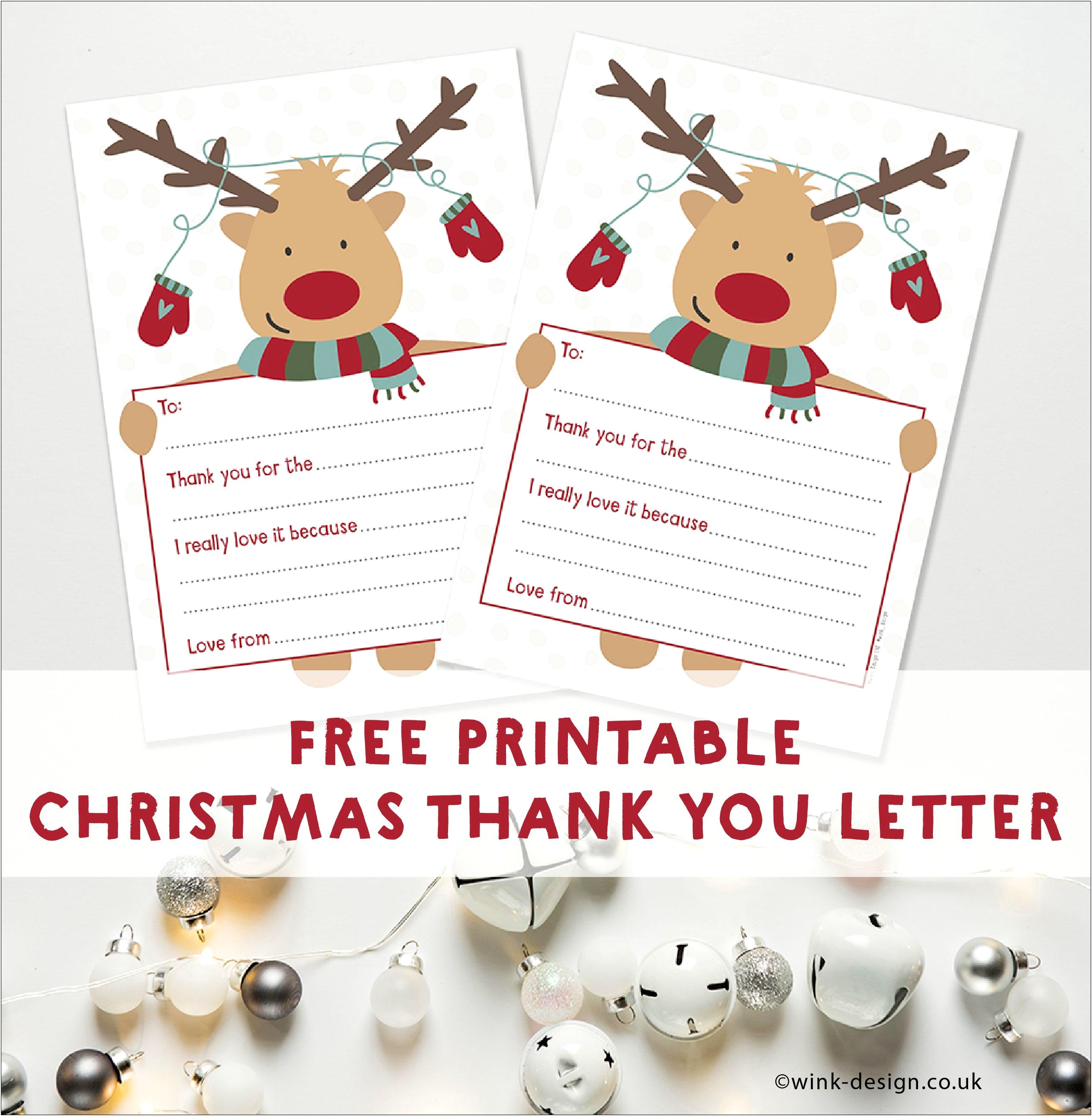 Free Christmas Thank You Letter Template