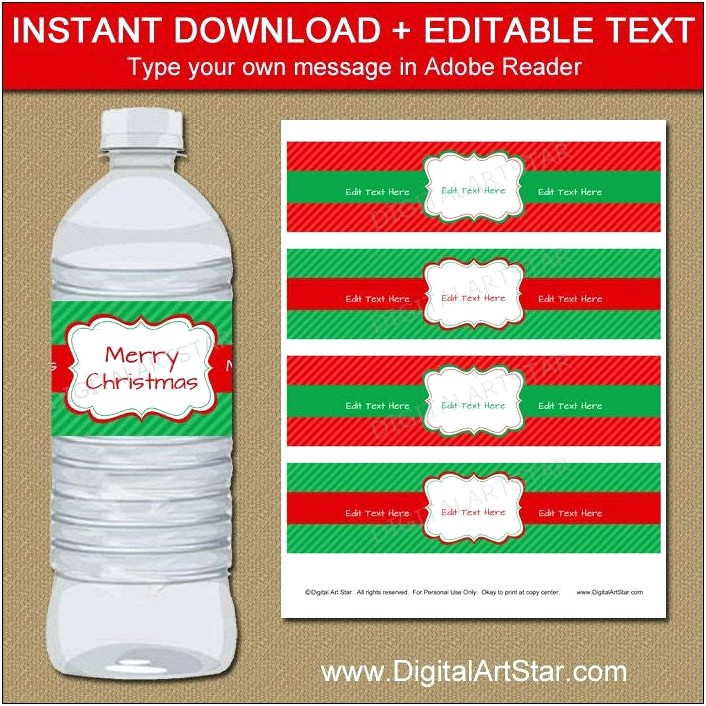 Free Christmas Water Bottle Label Template