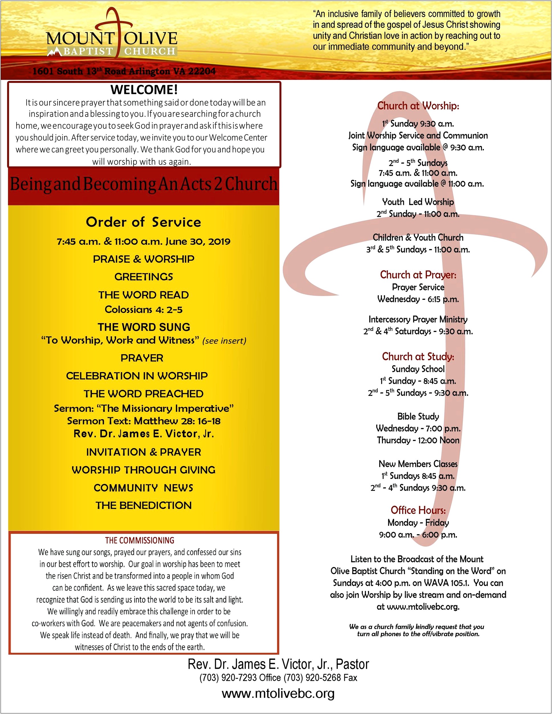Free Church Bulletin Templates For Pages