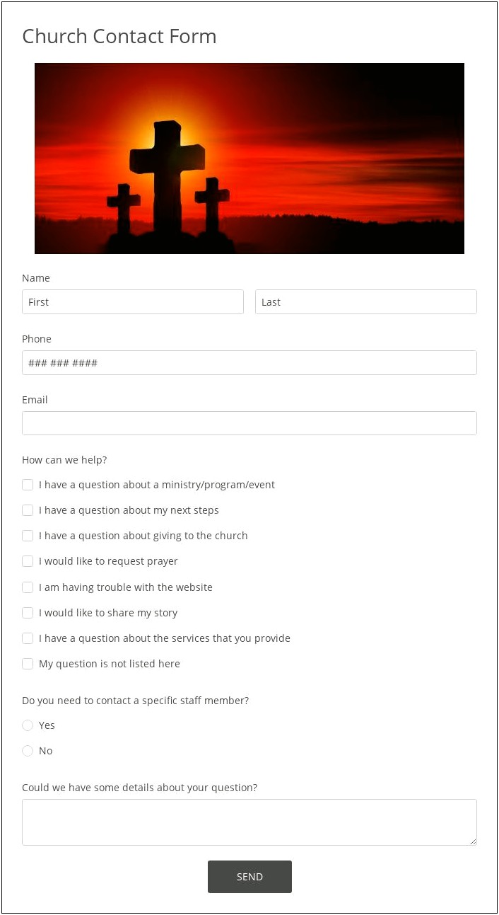 Free Church Contact Information Form Template