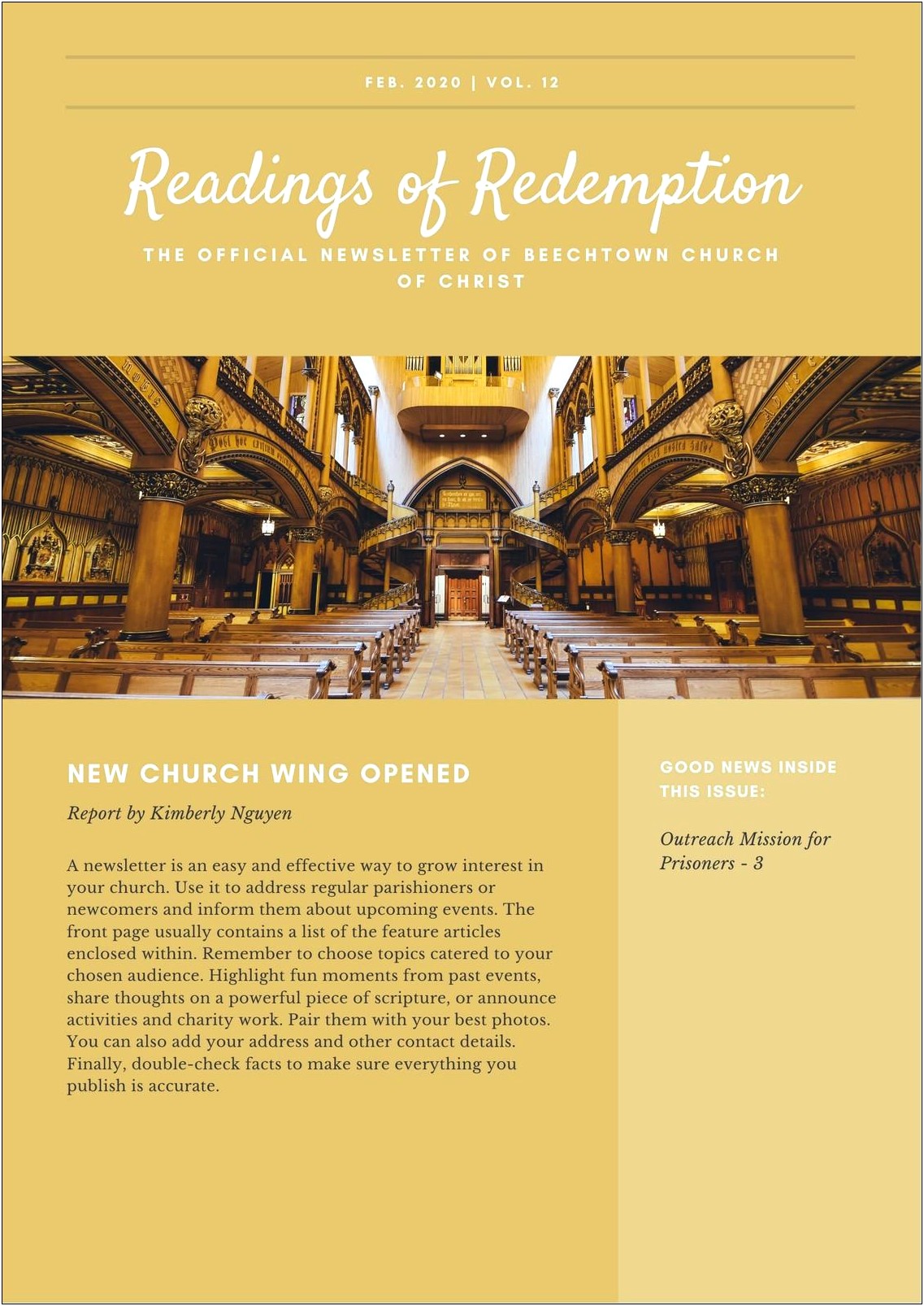 Free Church Newsletter Template For Word