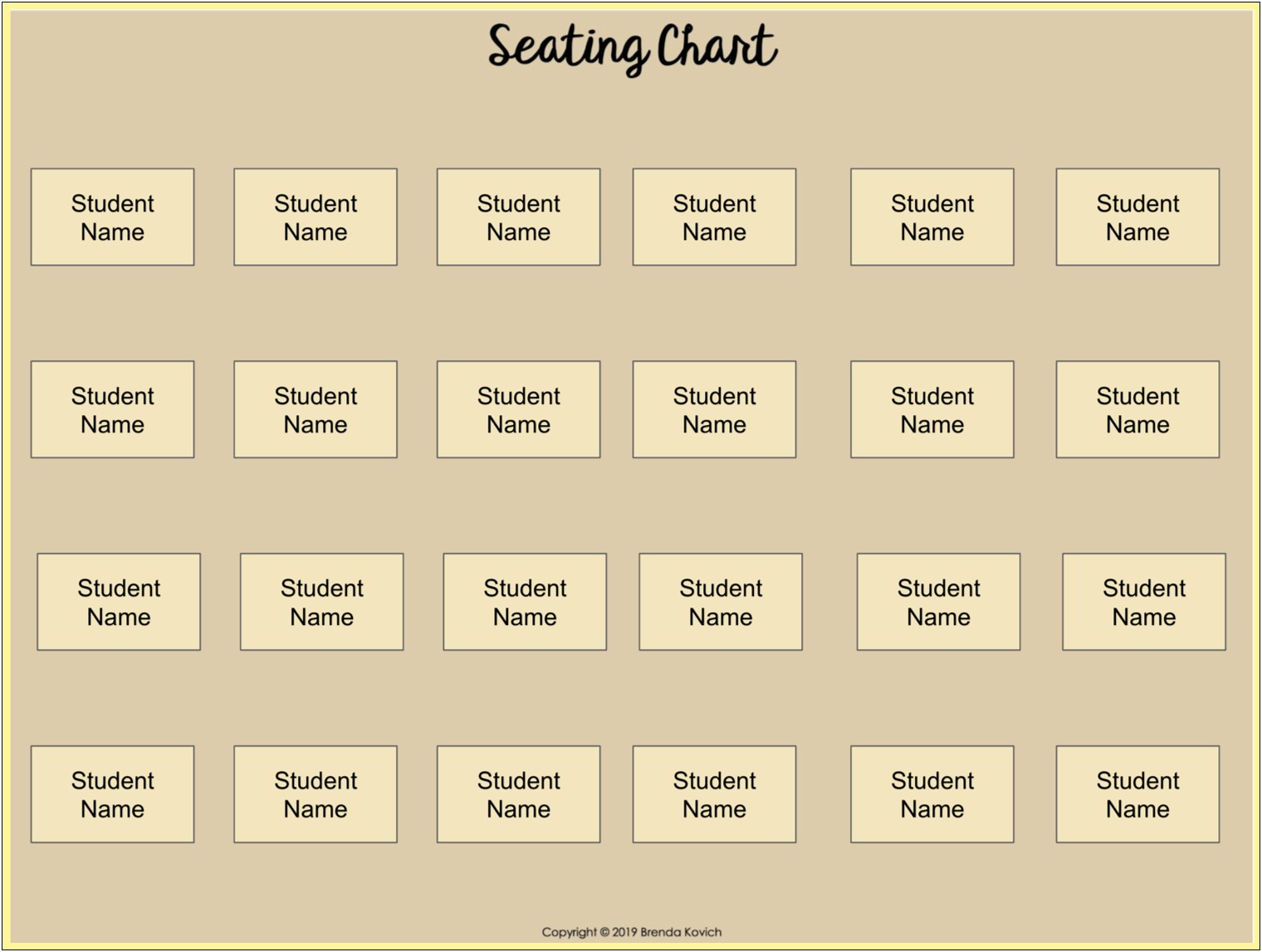 Free Classroom Seating Chart Template For U Shaped