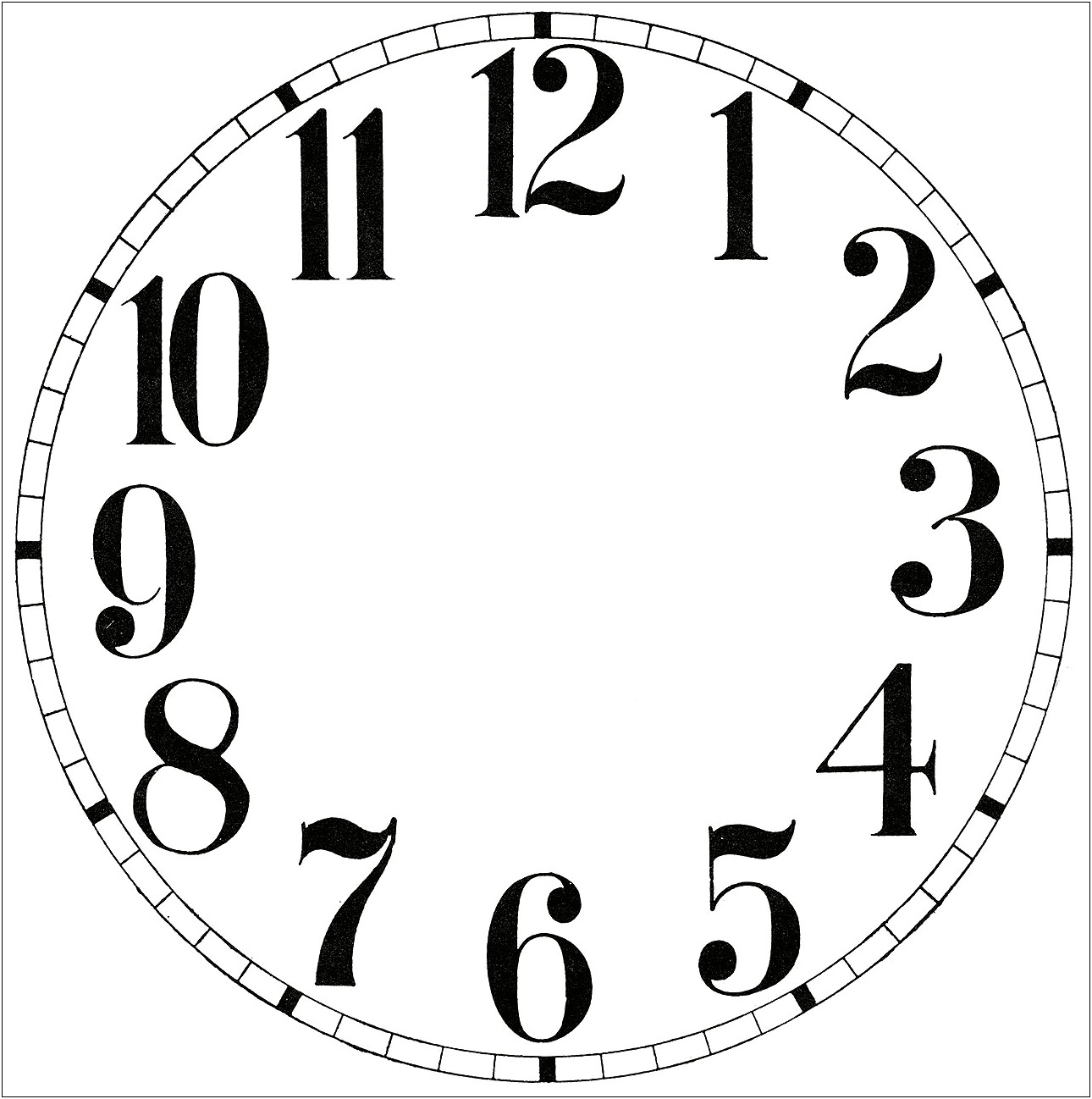 Free Clock Face Template With Minutes
