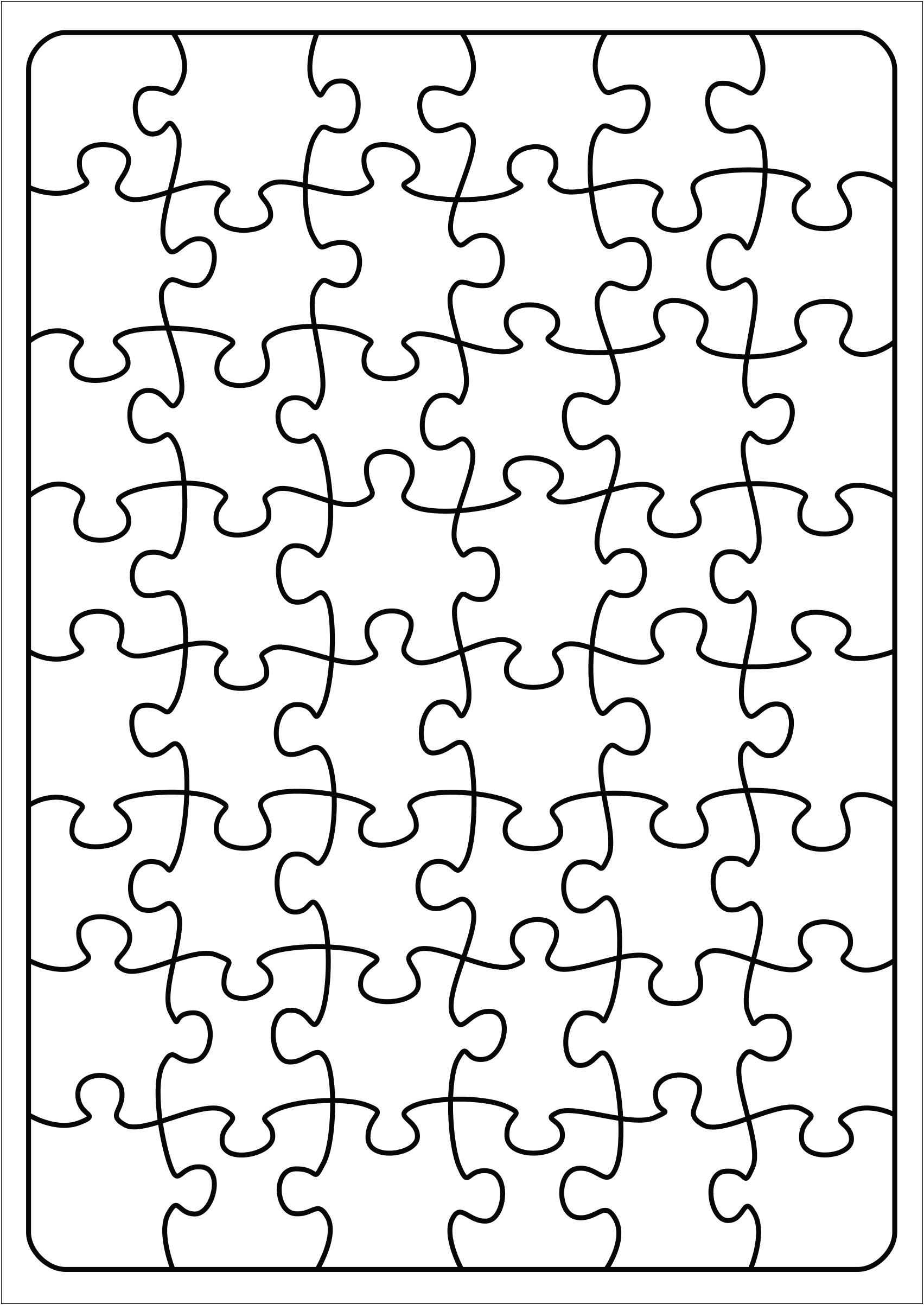 Free Color Puzzle Piece Template 6 Pieces