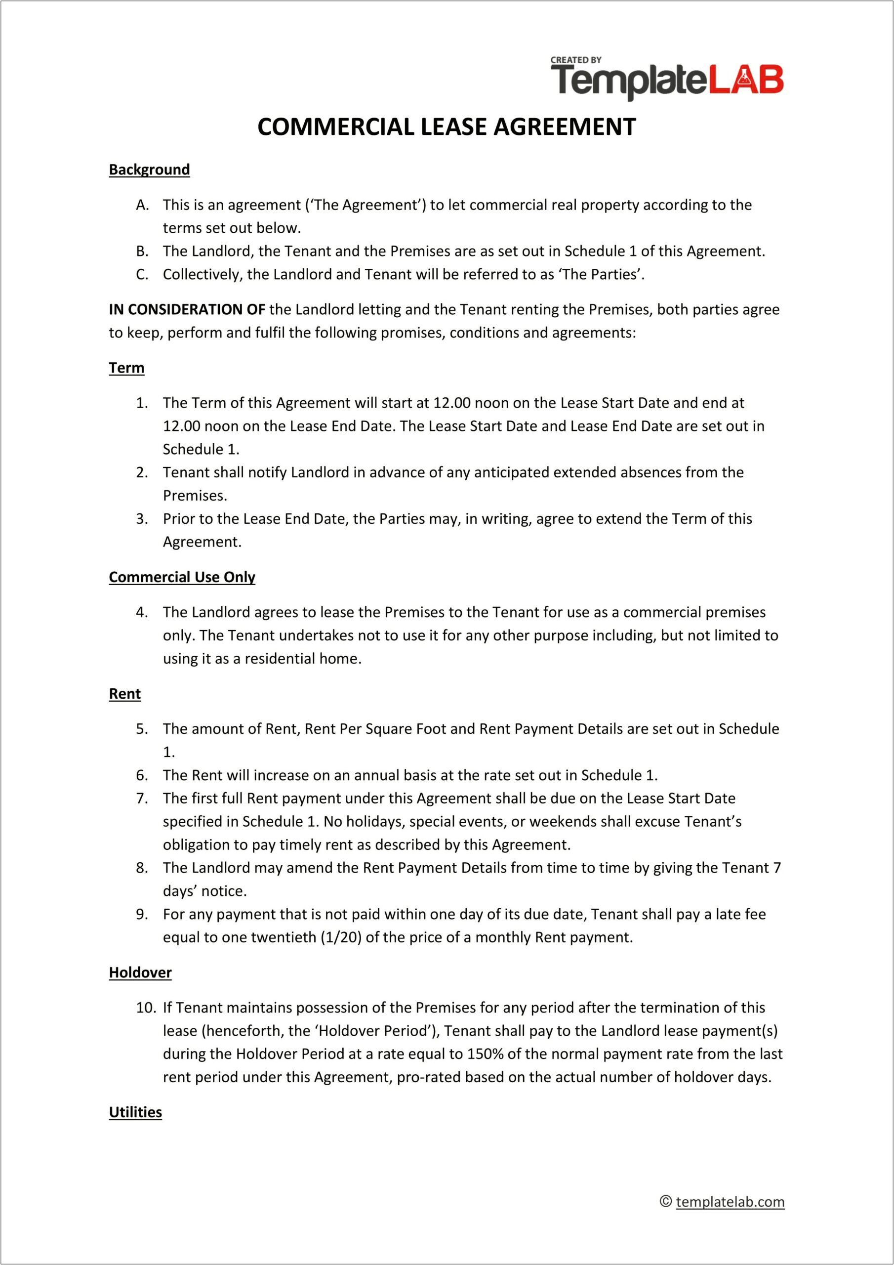 Free Colorado Storage Unit Lease Agreement Template