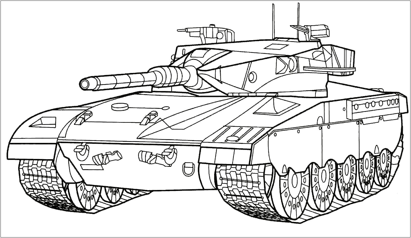 Free Coloring Military Detailed Tank Templates