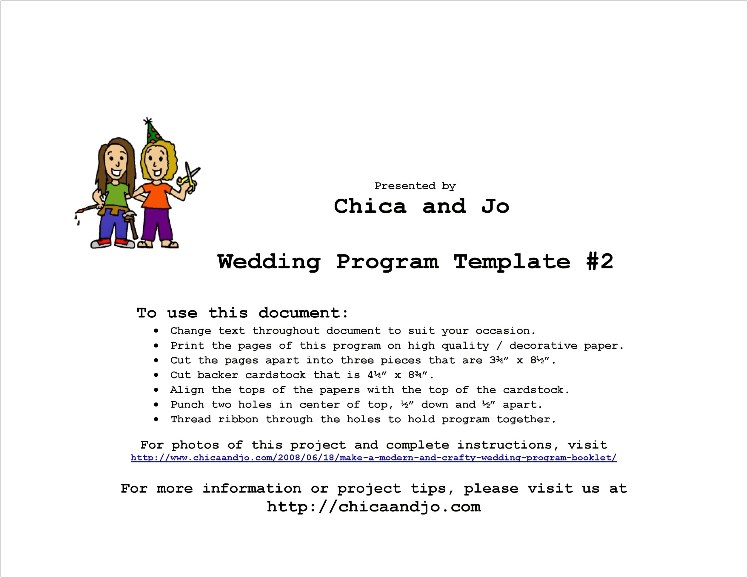 Free Column Booklet Template For Wedding Program