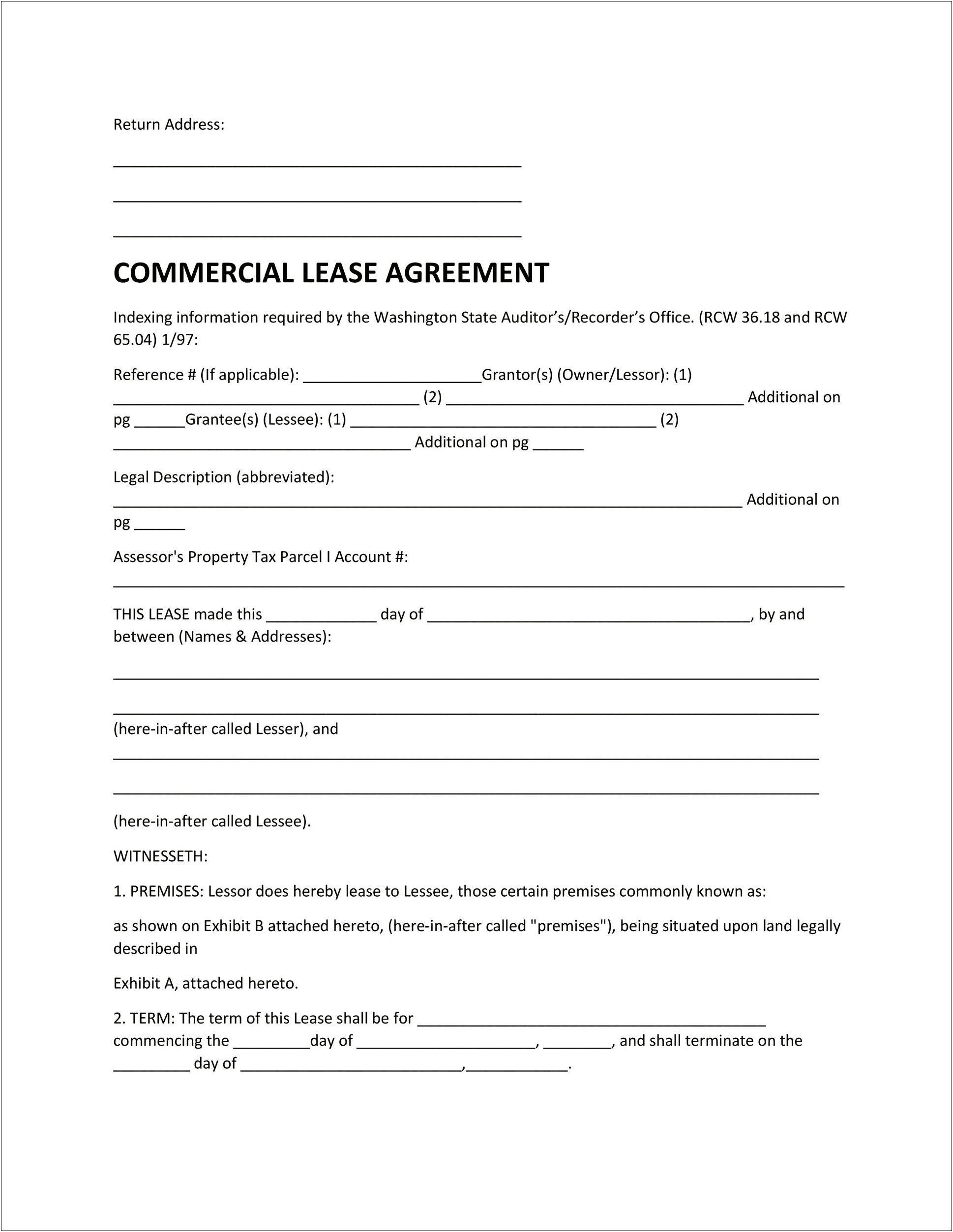 Free Commercial Lease Template Word Uk