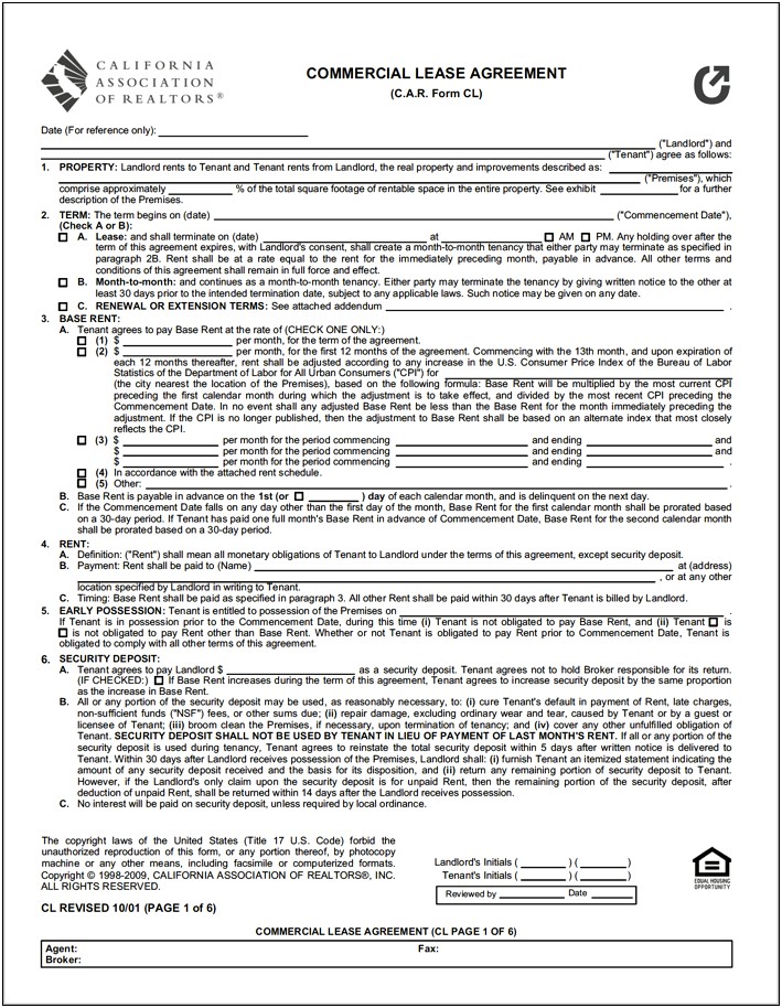 Free Commercial Vehicle Lease Agreement Template