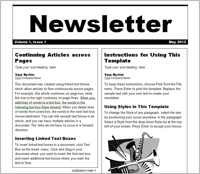 Free Community Newsletter Templates For Microsoft Word