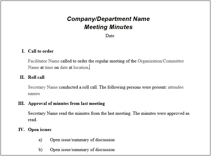 Free Condo Board Meeting Minutes Templates