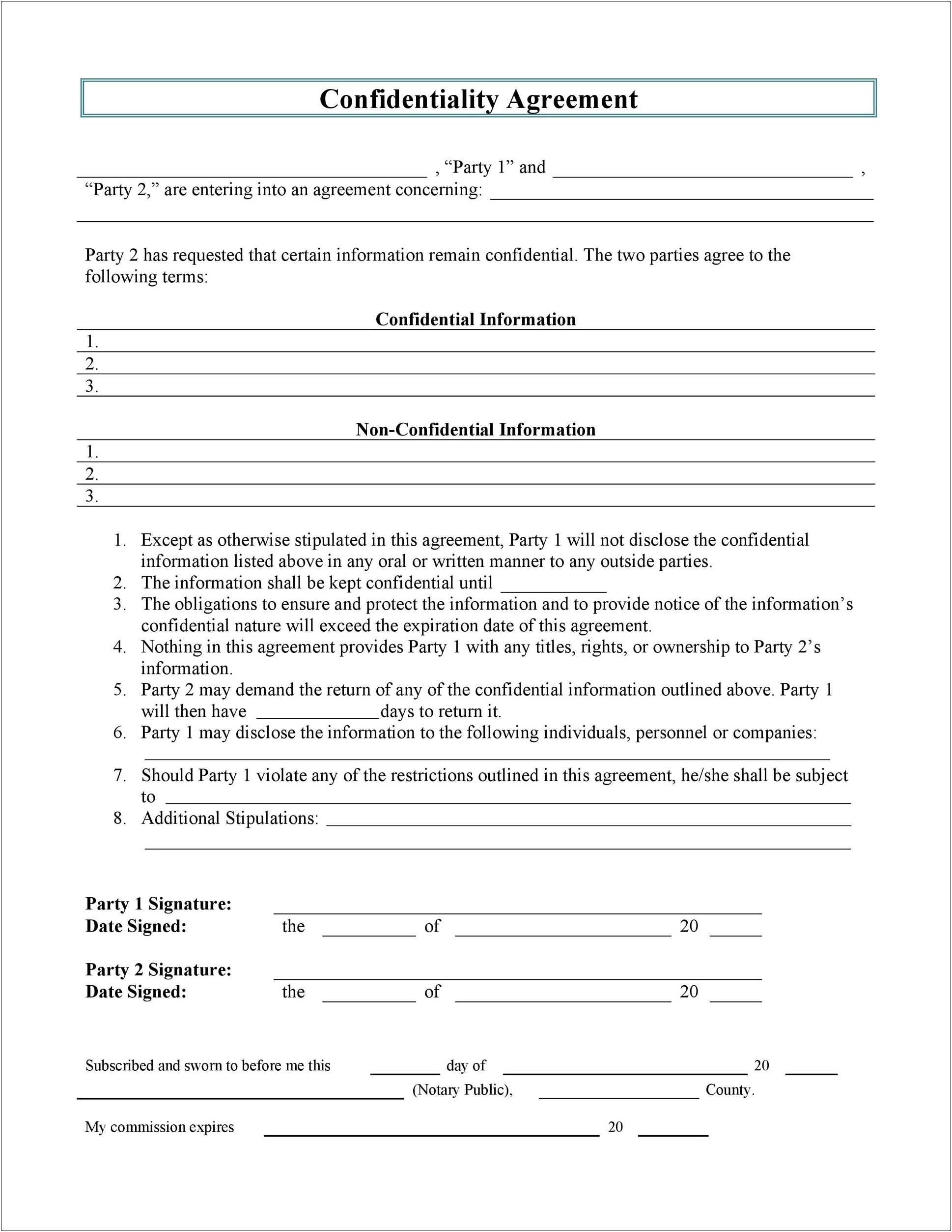 Free Confidentiality Agreement For It Template