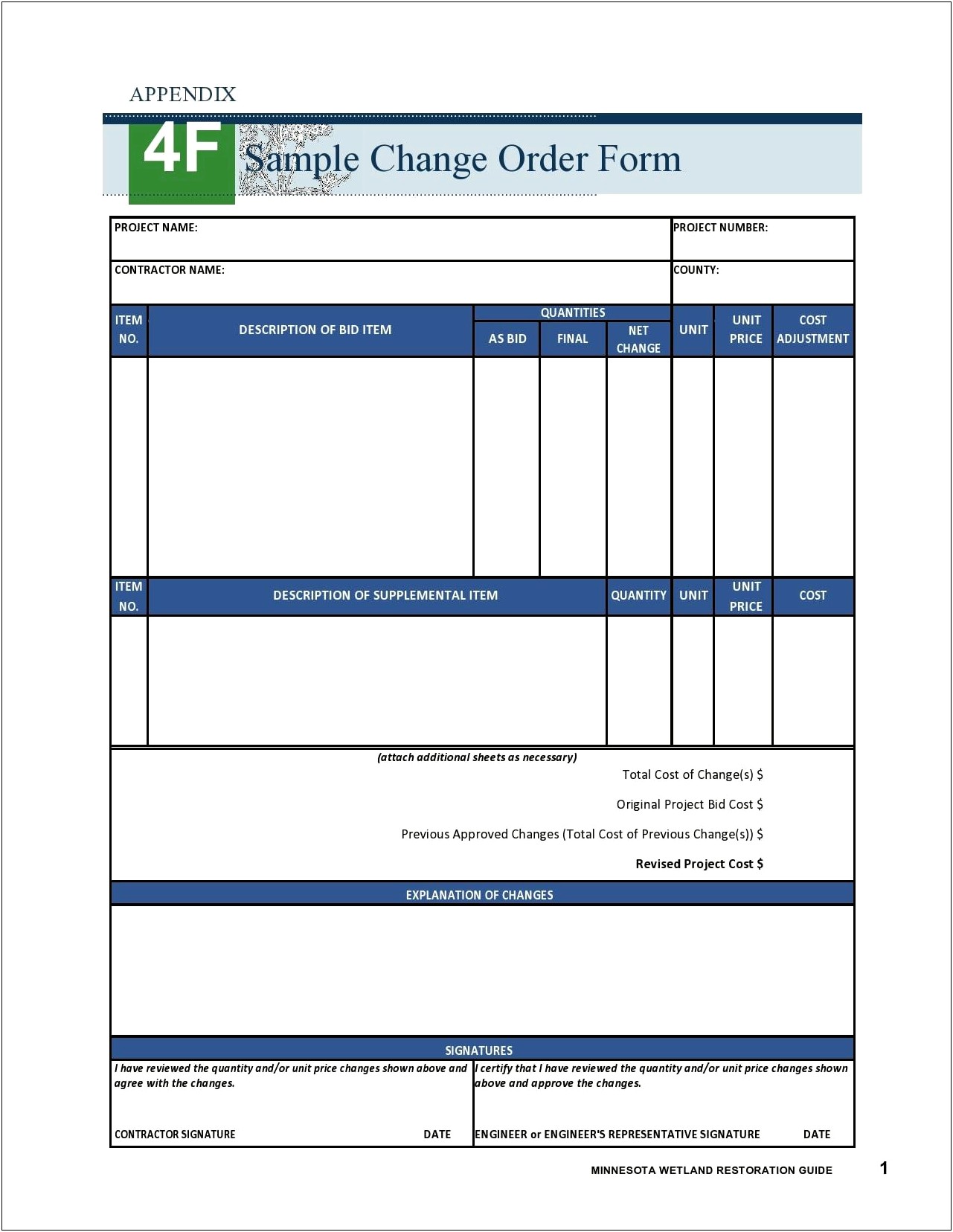Free Construction Change Order Template Word