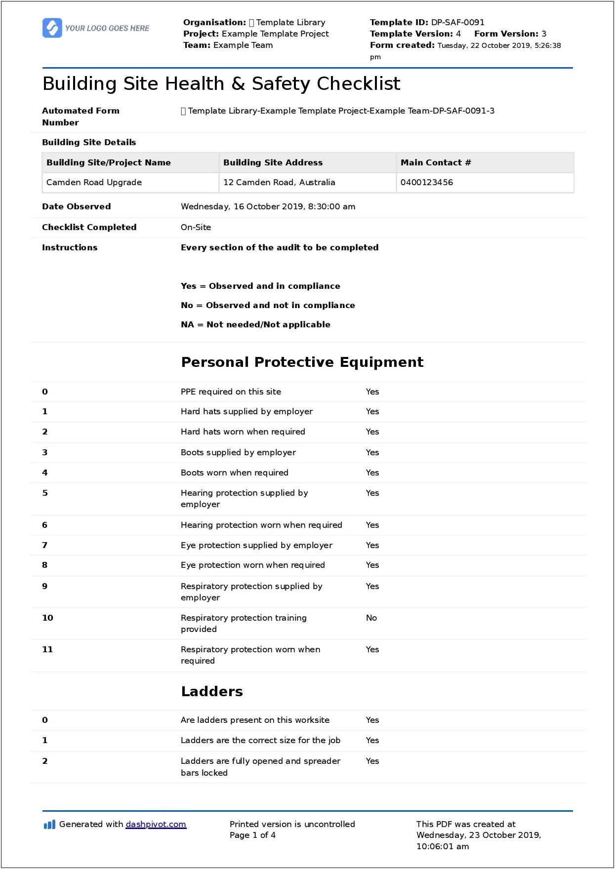 Free Construction Health And Safety Policy Template