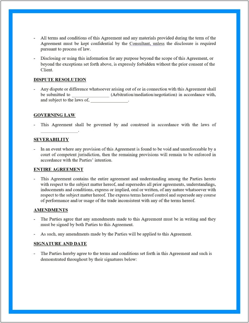 Free Consulting Agreement Template Word With A Fee