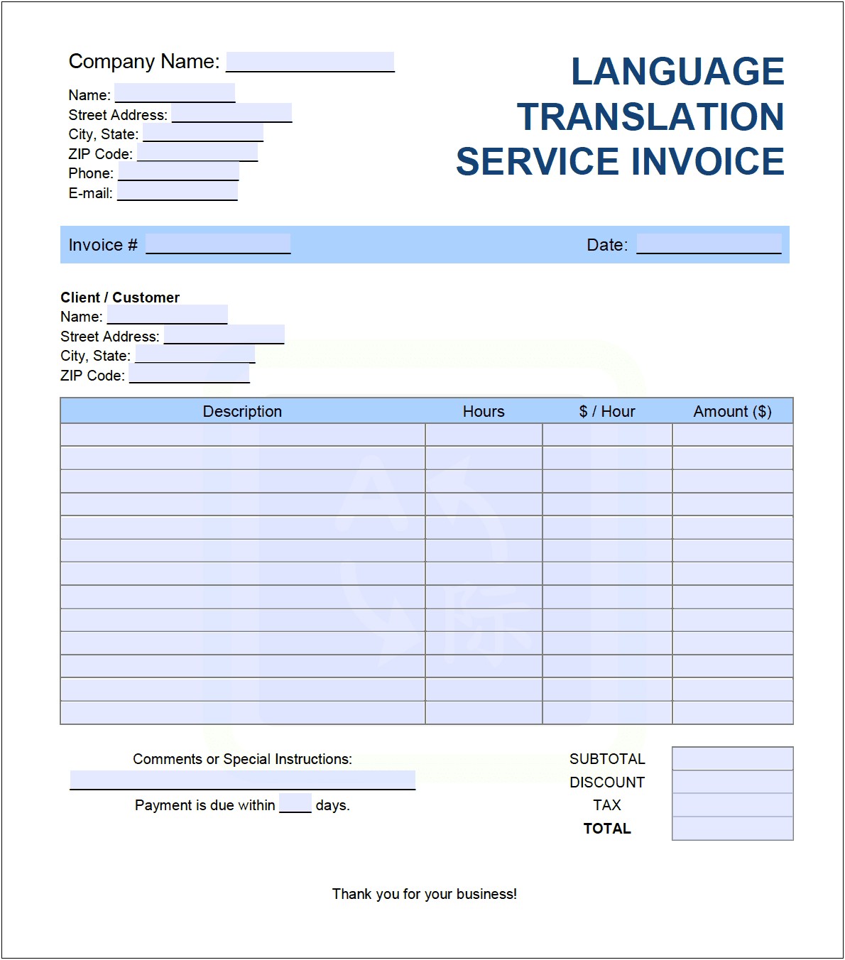 Free Consulting Invoice Template Excel Download