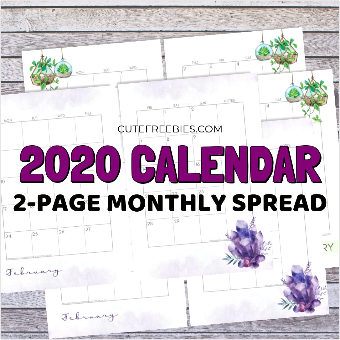 Free Copy 2020 Planner Calendar Template 2020