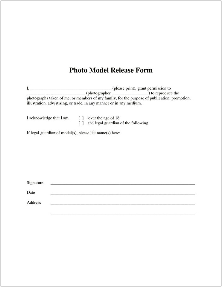 Free Copyright Release Form For Photographers Template