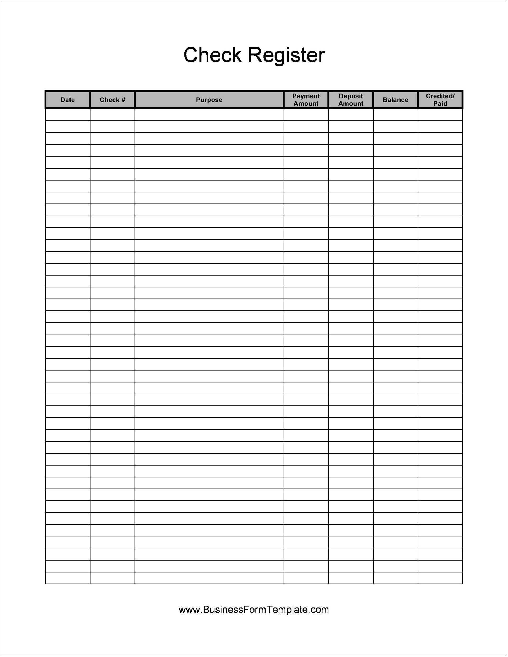 Free Corporate Check Register Excel Template