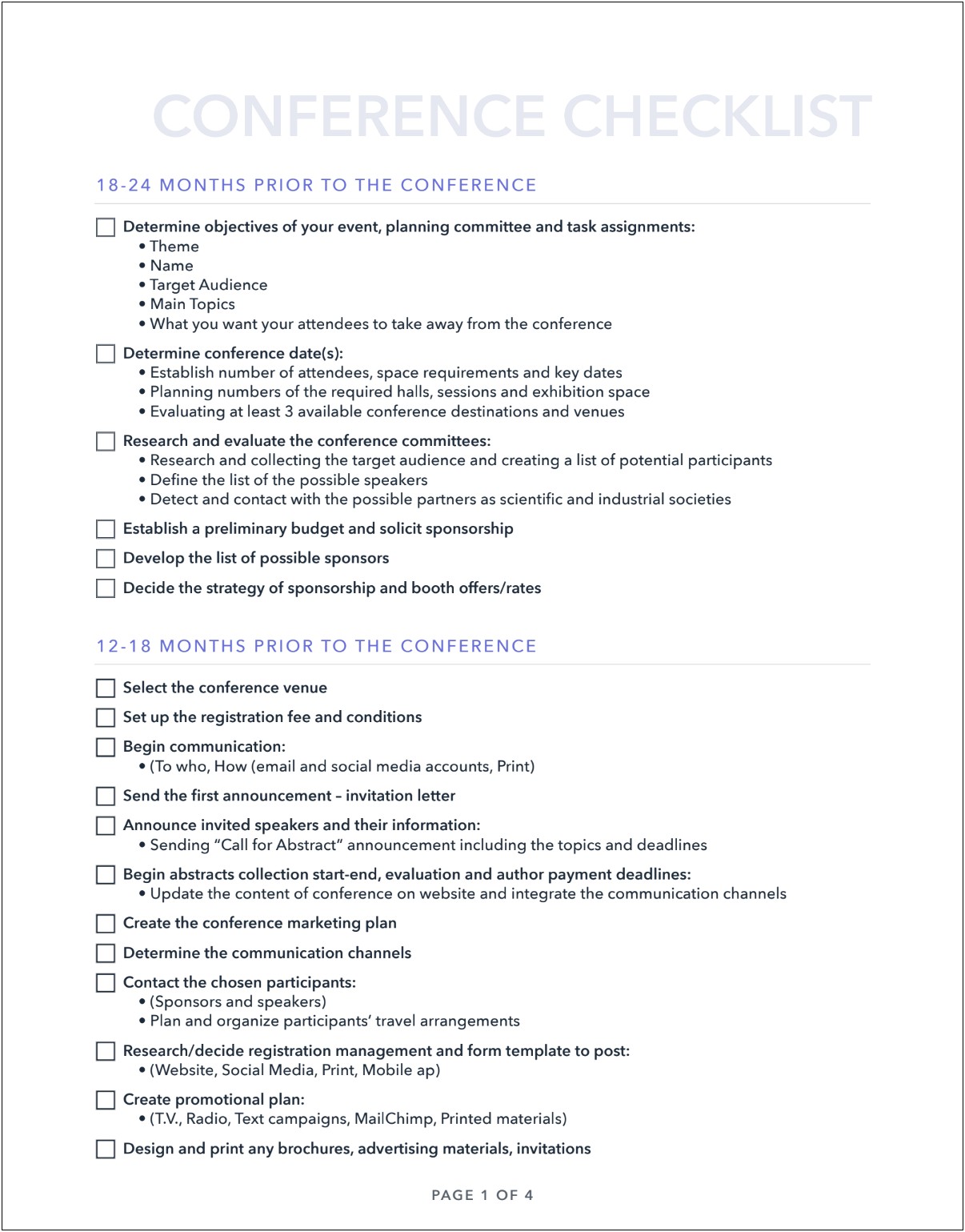 Free Corporate Event Planning Checklist Template