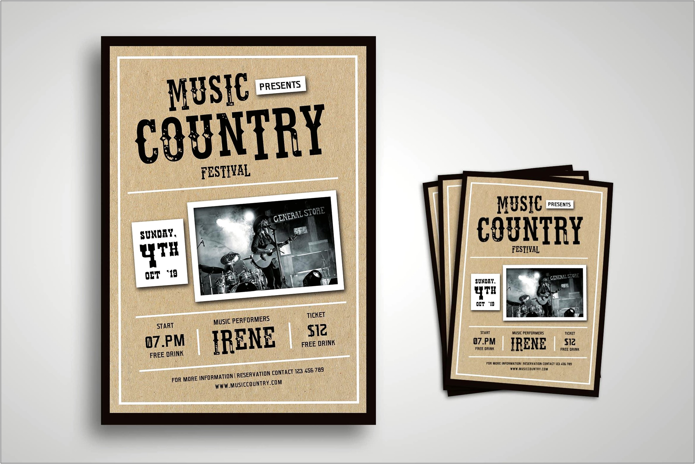 Free Country Concert Poster Template Photoshop