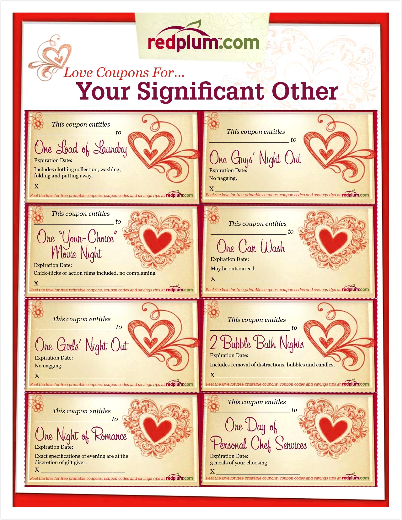 Free Coupon Book Template For Husband