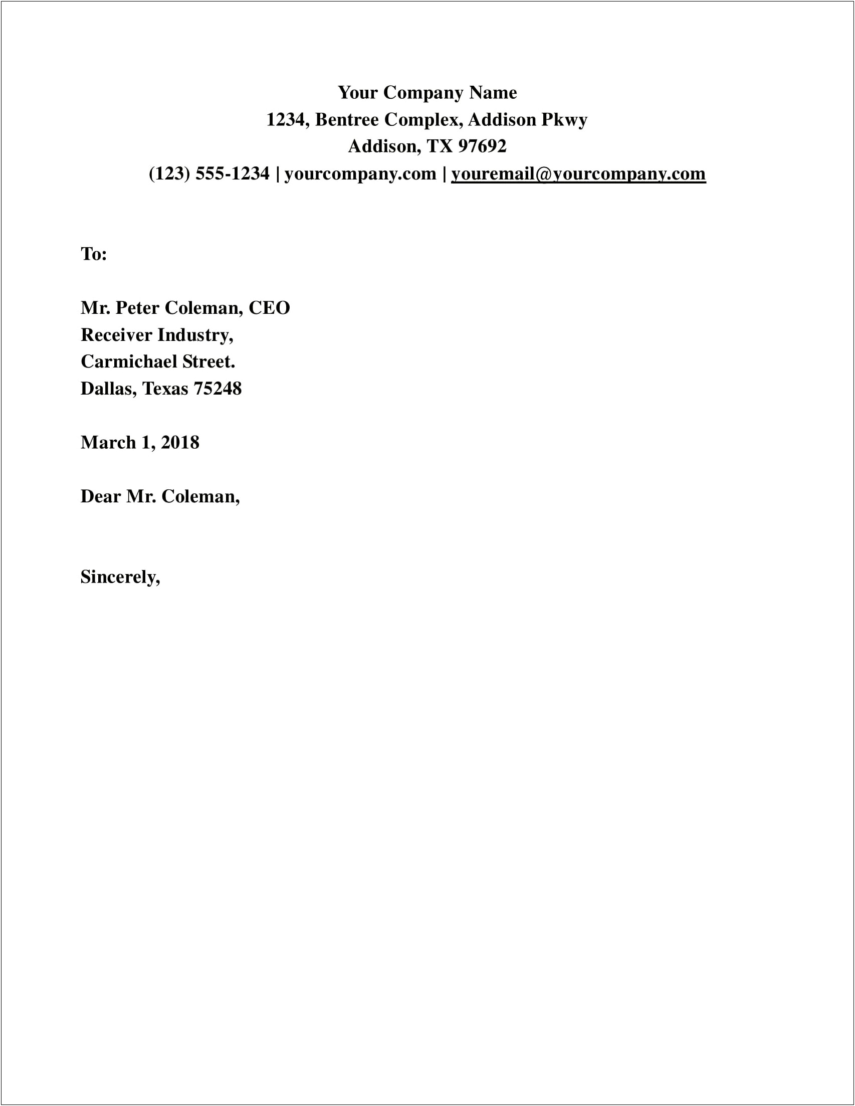 Free Cover Letter Template For Business Proposals