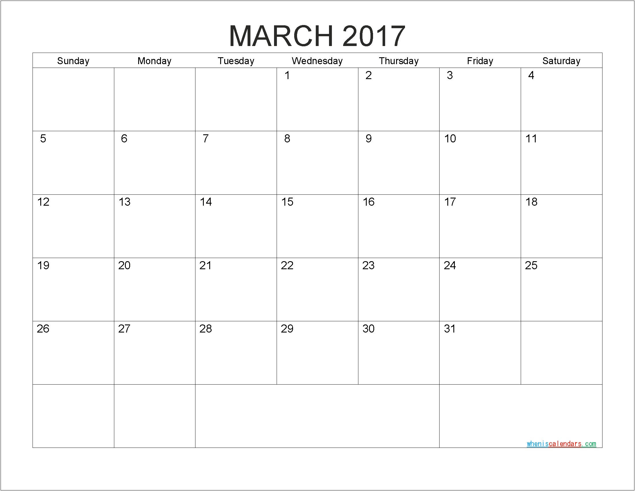 Free Cute Monthly Calendar Template 2017