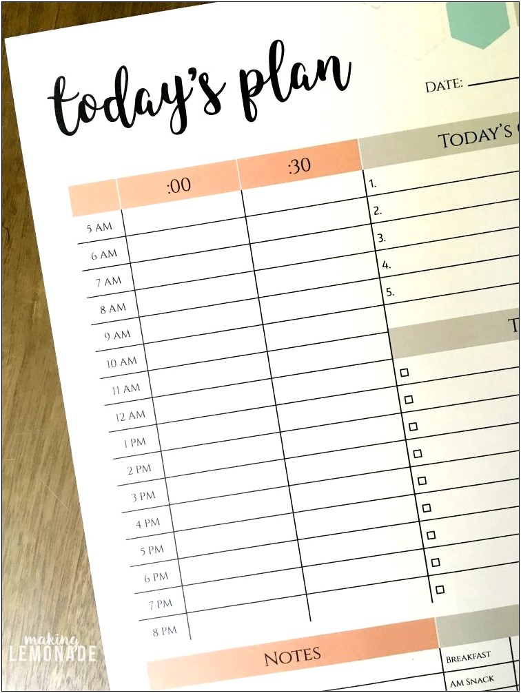 Free Daily Calendar Template With Times