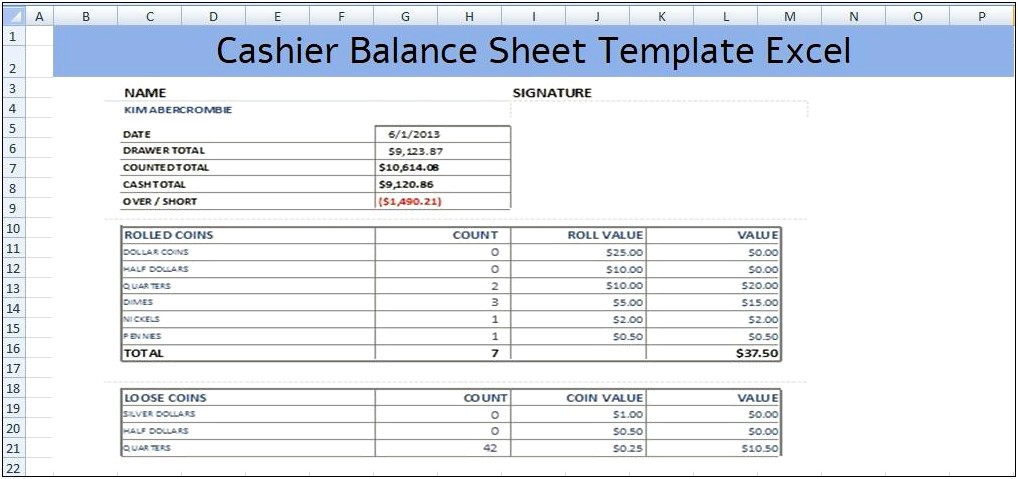 Free Daily Cash Count Sheet Template