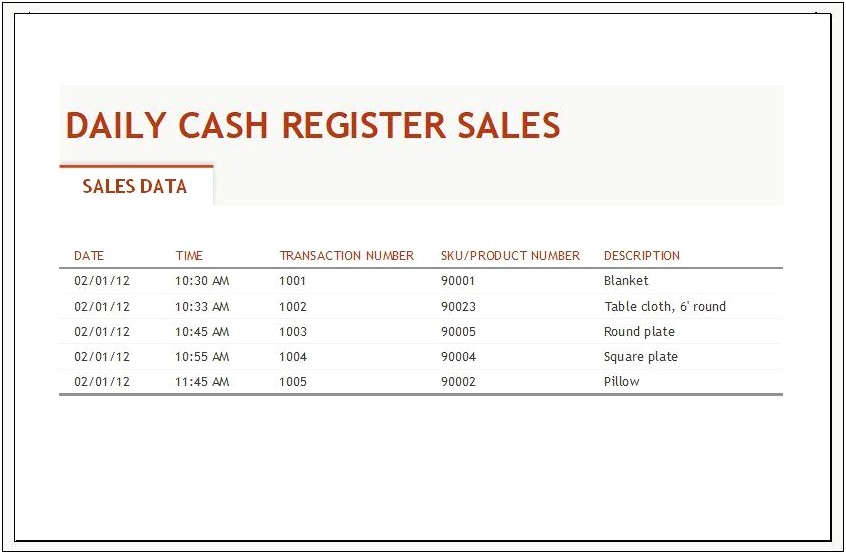 Free Daily Cash Register Report Template