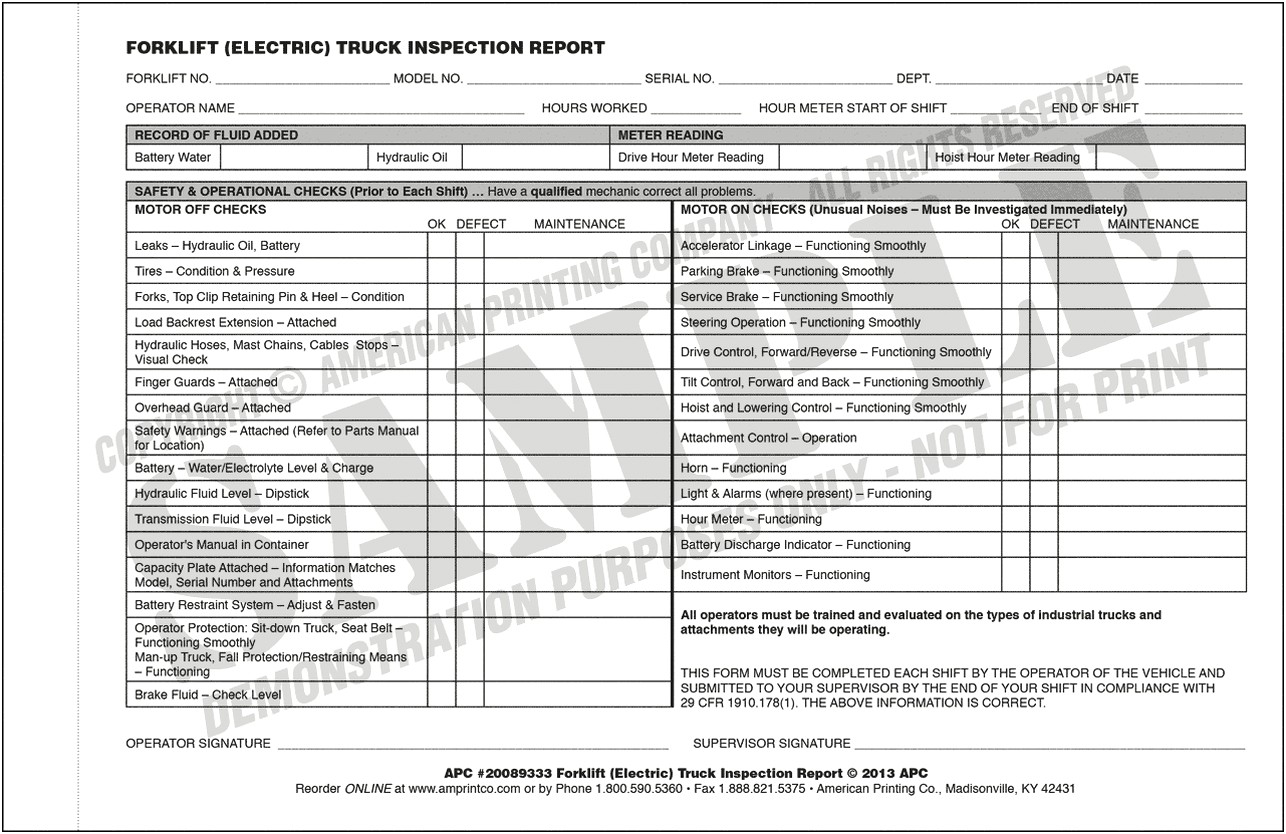 Free Daily Forklift Inspection Checklist Template